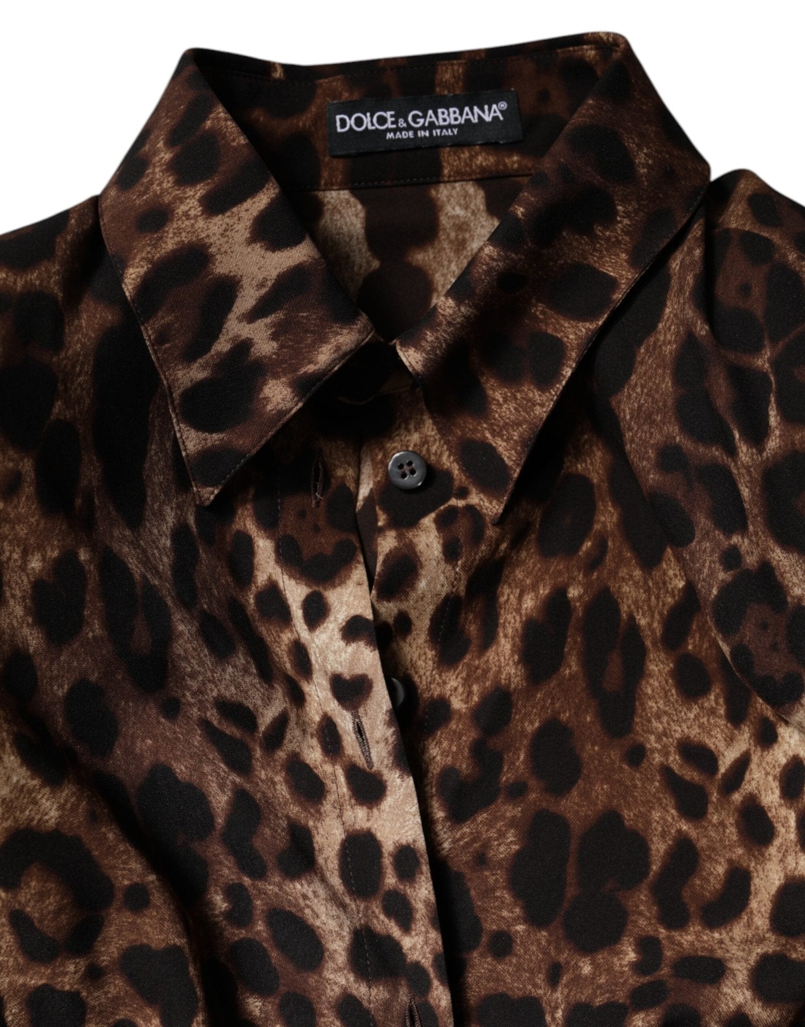 Dolce & Gabbana Brown Leopard Silk Button Down Coat Jacket - Sandy Store ByNet