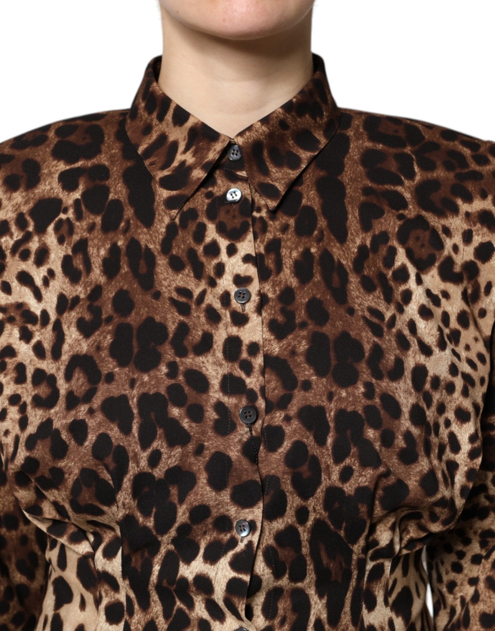 Dolce & Gabbana Brown Leopard Silk Button Down Coat Jacket - Sandy Store ByNet