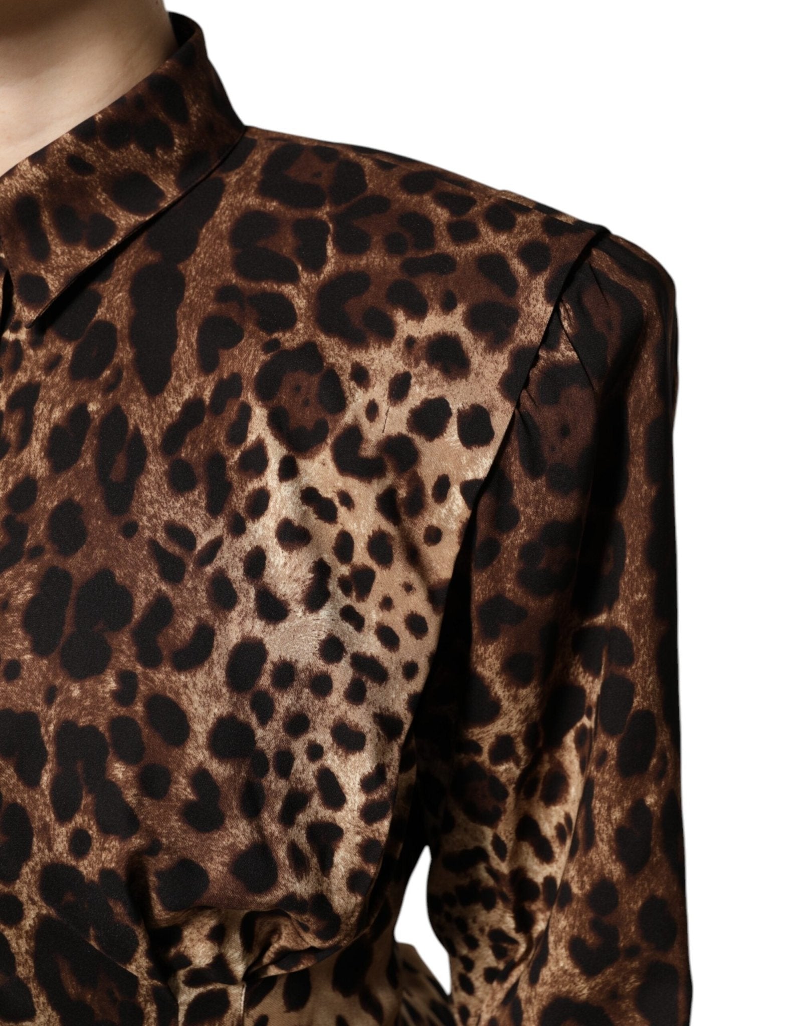 Dolce & Gabbana Brown Leopard Silk Button Down Coat Jacket - Sandy Store ByNet