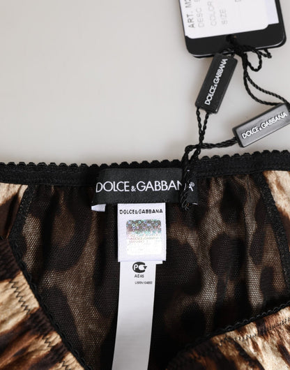 Dolce & Gabbana Brown Leopard Silk Mid Waist Panty Underwear – IT1 | XS par Dolce & Gabbana | Disponible sur Sandy Store ByNet
