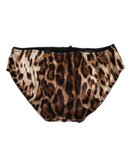 Dolce & Gabbana Brown Leopard Silk Mid Waist Panty Underwear – IT1 | XS par Dolce & Gabbana | Disponible sur Sandy Store ByNet