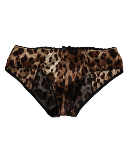 Dolce & Gabbana Brown Leopard Silk Mid Waist Panty Underwear – IT3 | M par Dolce & Gabbana | Disponible sur Sandy Store ByNet