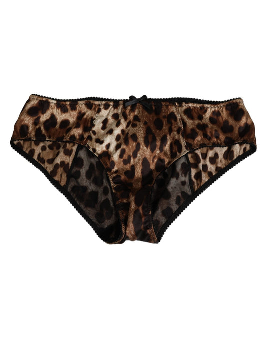 Dolce & Gabbana Brown Leopard Silk Mid Waist Panty Underwear – IT3 | M par Dolce & Gabbana | Disponible sur Sandy Store ByNet