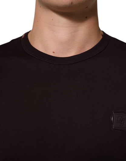 Dolce & Gabbana Brown Logo Plaque Cotton Crew Neck T-shirt – IT44 | XS par Dolce & Gabbana | Disponible sur Sandy Store ByNet