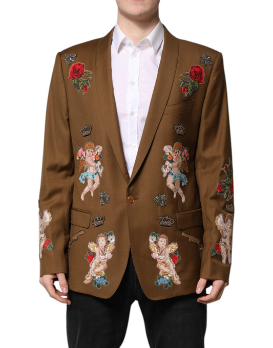 Dolce & Gabbana Brown MARTINI Single Breasted Coat Blazer – IT56 | XXL par Dolce & Gabbana | Disponible sur Sandy Store ByNet