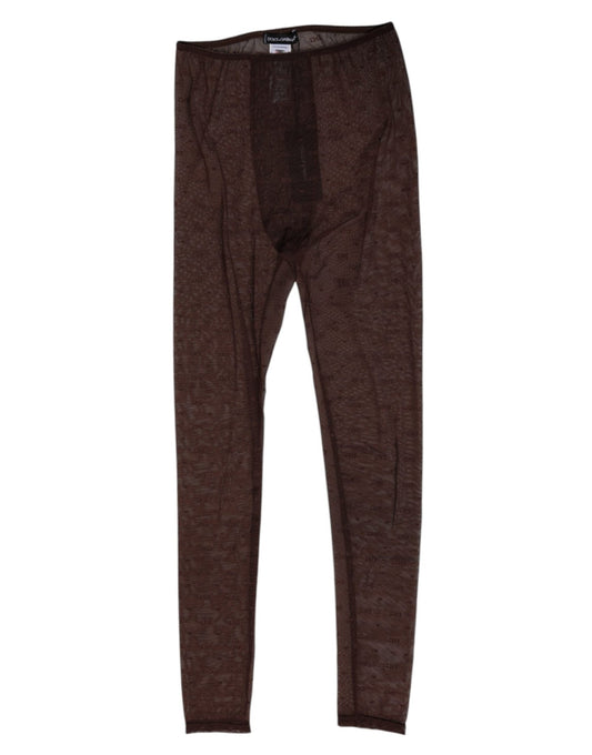 Dolce & Gabbana Brown Nylon Logo Lace Leggings Pants Underwear – IT2 | S par Dolce & Gabbana | Disponible sur Sandy Store ByNet