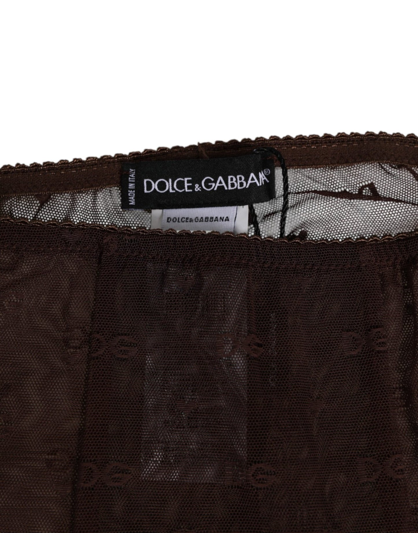 Dolce & Gabbana Brown Nylon Logo Lace Leggings Pants Underwear – IT2 | S par Dolce & Gabbana | Disponible sur Sandy Store ByNet