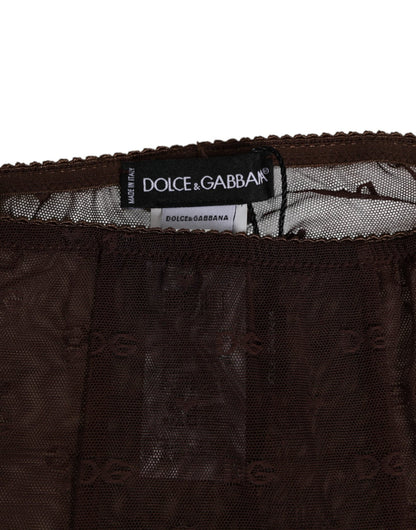 Dolce & Gabbana Brown Nylon Logo Lace Leggings Pants Underwear – IT2 | S par Dolce & Gabbana | Disponible sur Sandy Store ByNet