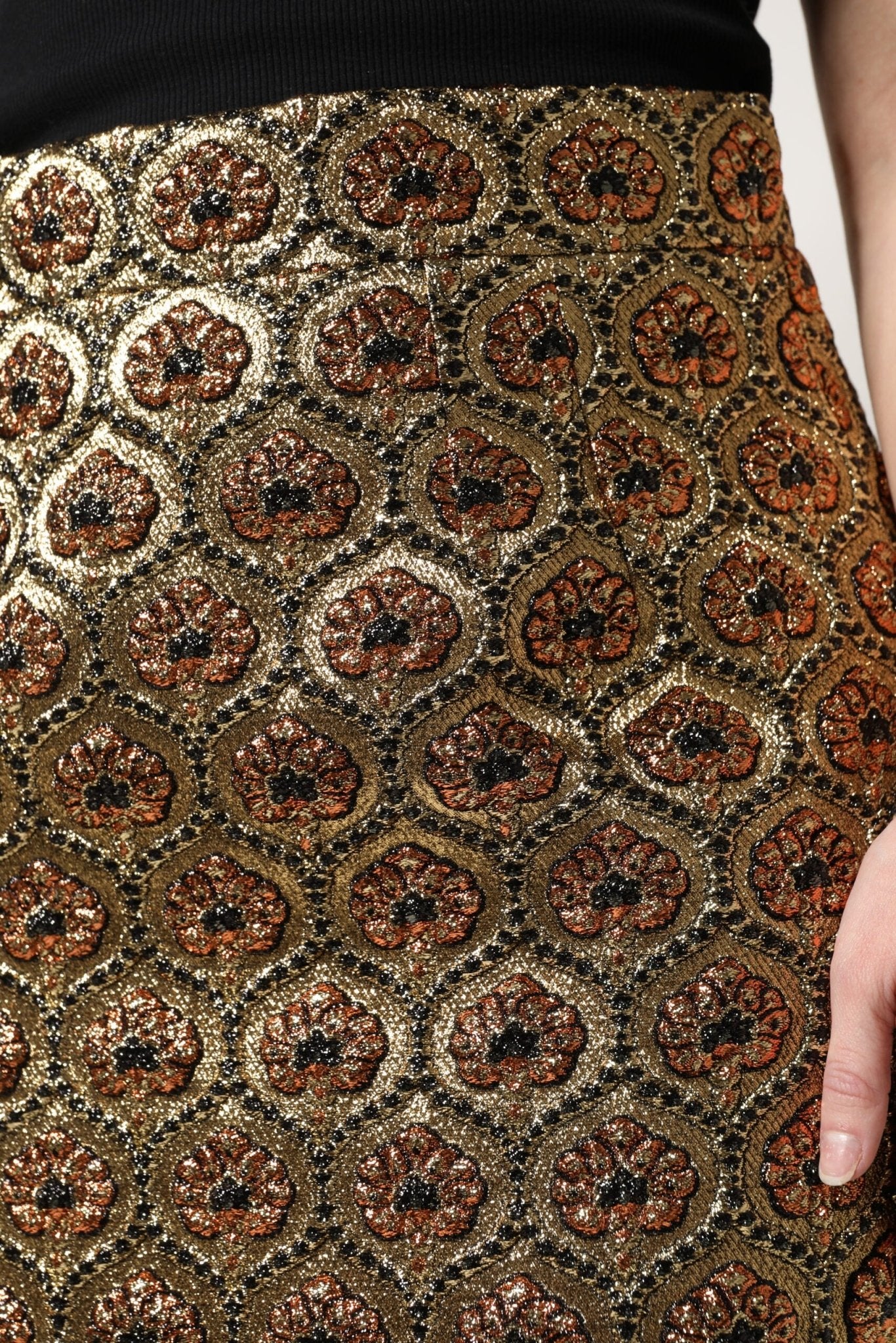 Dolce & Gabbana Brown Polyester Brocade A - line Mini Skirt - Sandy Store ByNet