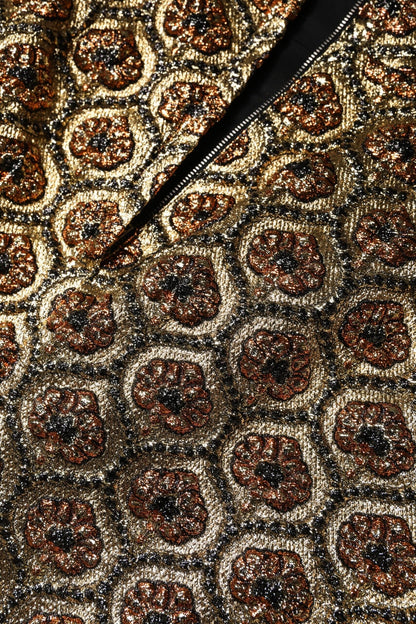 Dolce & Gabbana Brown Polyester Brocade A - line Mini Skirt - Sandy Store ByNet