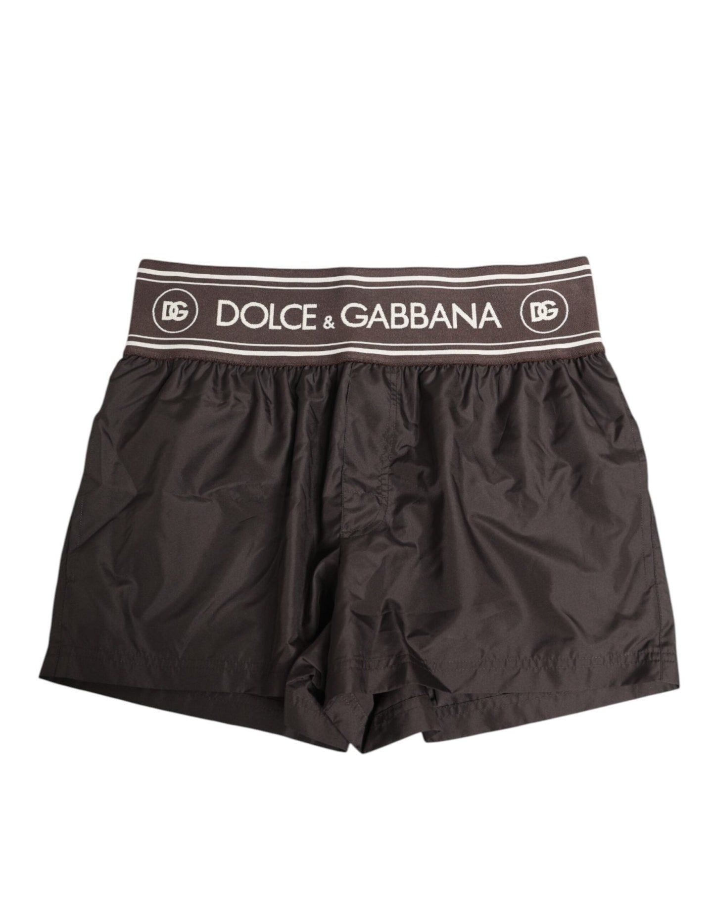 Dolce & Gabbana Brown Polyester Logo Elastic Waistband Swimwear – IT4 | S par Dolce & Gabbana | Disponible sur Sandy Store ByNet