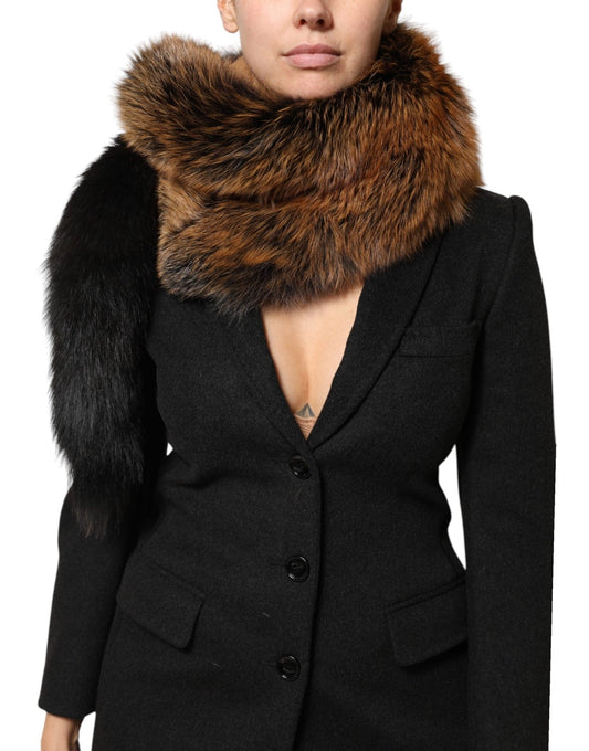 Dolce & Gabbana Brown Red Fox Fur Neck Cashmere Warmer Scarf – par Dolce & Gabbana | Disponible sur Sandy Store ByNet