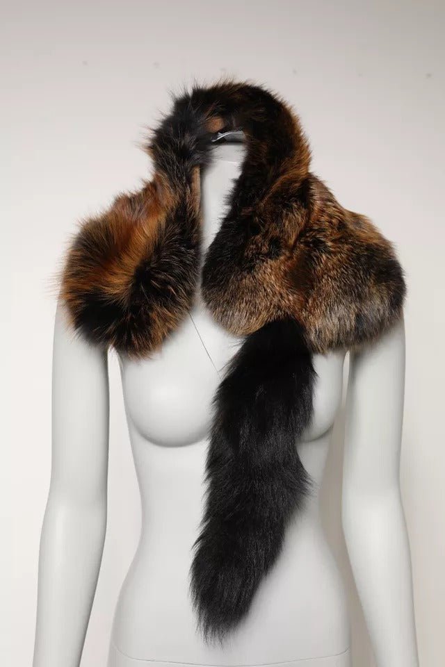 Dolce & Gabbana Brown Red Fox Fur Neck Warmer Winter Scarf - Sandy Store ByNet