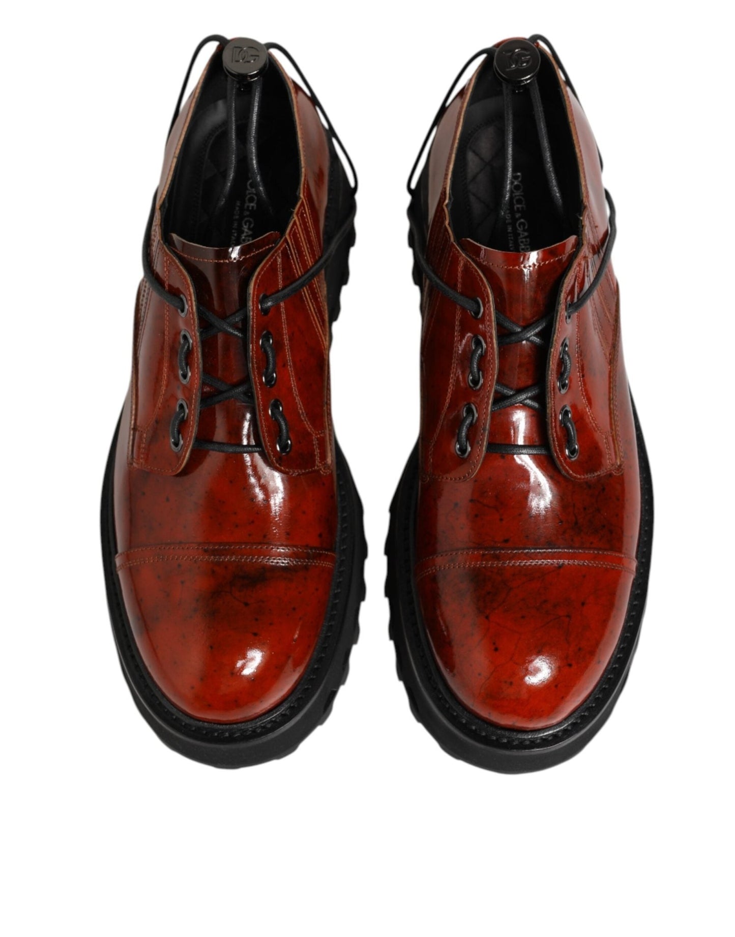Dolce & Gabbana Brown Red Leather Lace Up Derby Dress Shoes – EU44/US11 par Dolce & Gabbana | Disponible sur Sandy Store ByNet