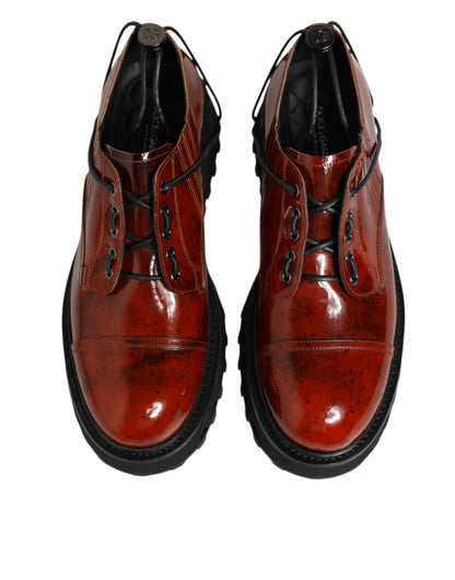 Dolce & Gabbana Brown Red Leather Lace Up Derby Dress Shoes – EU44/US11 par Dolce & Gabbana | Disponible sur Sandy Store ByNet
