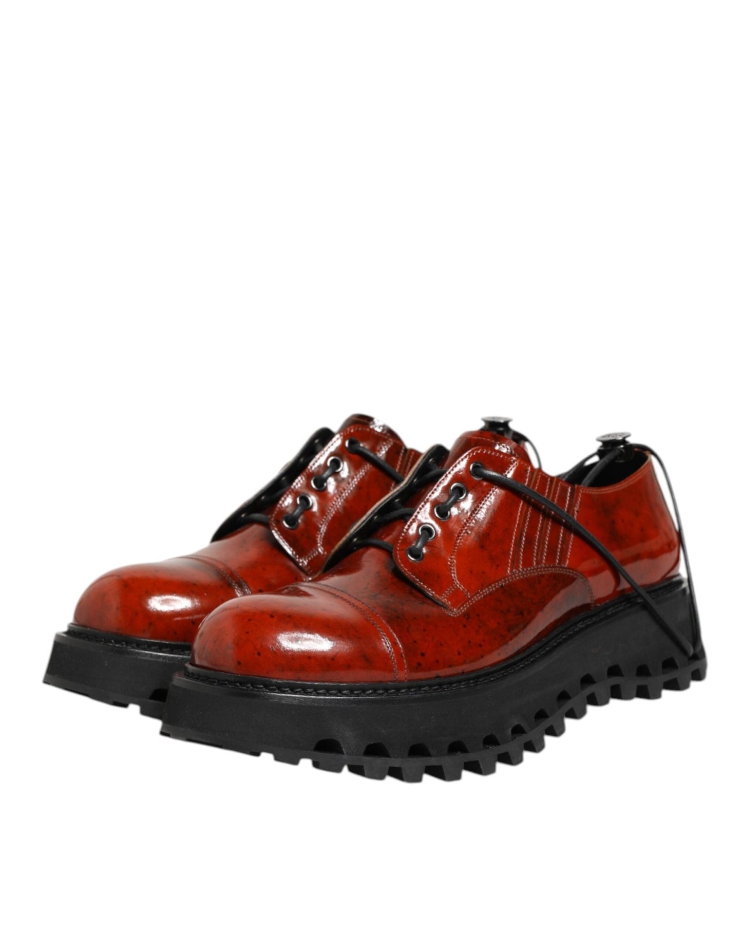 Dolce & Gabbana Brown Red Leather Lace Up Derby Dress Shoes – EU44/US11 par Dolce & Gabbana | Disponible sur Sandy Store ByNet