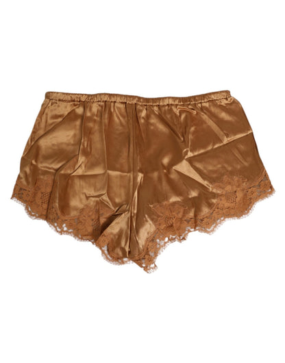 Dolce & Gabbana Brown Silk Satin Floral Lace Shorts Underwear – IT4 | L par Dolce & Gabbana | Disponible sur Sandy Store ByNet