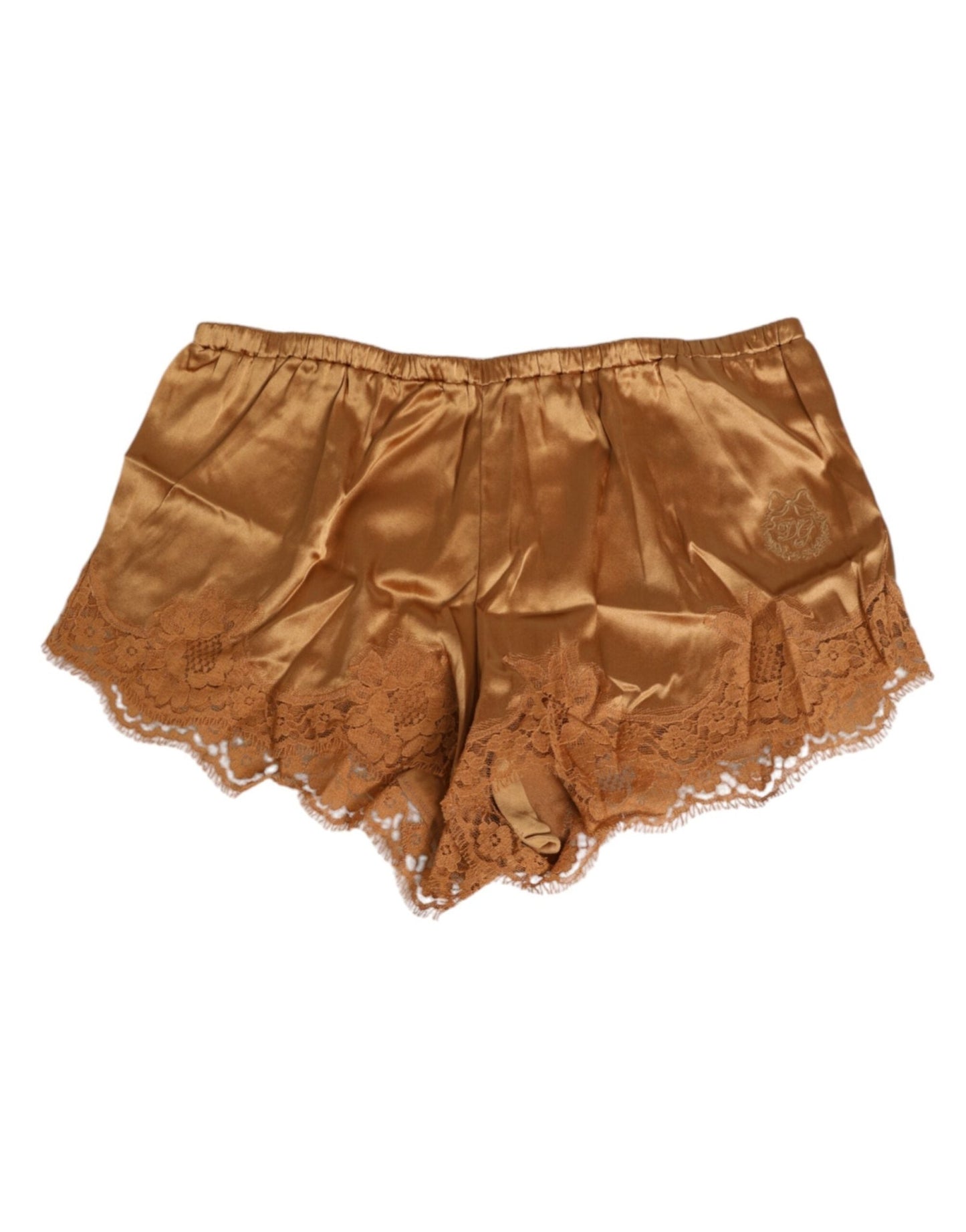 Dolce & Gabbana Brown Silk Satin Floral Lace Shorts Underwear – IT4 | L par Dolce & Gabbana | Disponible sur Sandy Store ByNet
