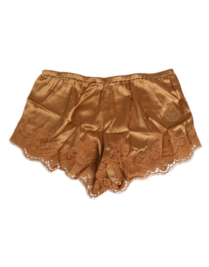 Dolce & Gabbana Brown Silk Satin Floral Lace Shorts Underwear – IT4 | L par Dolce & Gabbana | Disponible sur Sandy Store ByNet