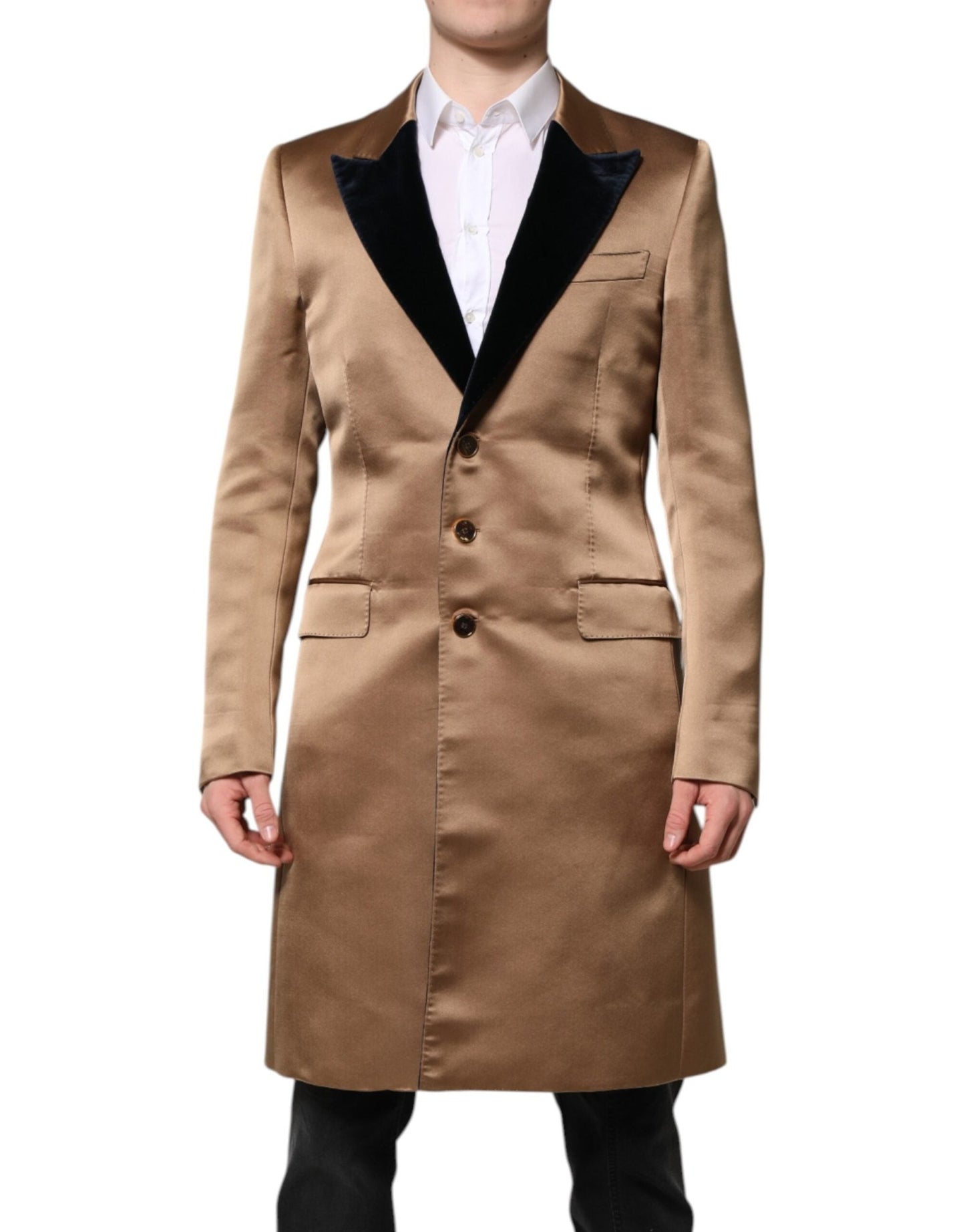 Dolce & Gabbana Brown Silk Single Breasted Trench Coat Jacket – IT48 | M par Dolce & Gabbana | Disponible sur Sandy Store ByNet