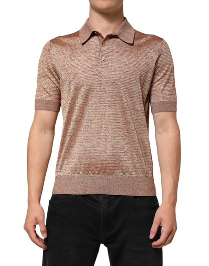 Dolce & Gabbana Brown Silk Textured Short Sleeve Polo T-shirt – IT48 | M par Dolce & Gabbana | Disponible sur Sandy Store ByNet