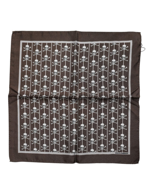 Dolce & Gabbana Brown Skull Silk Square Men Foulard Scarf – par Dolce & Gabbana | Disponible sur Sandy Store ByNet