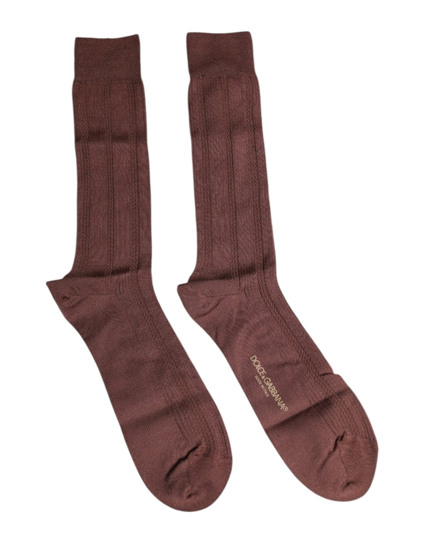 Dolce & Gabbana Brown Stretch Logo Print Mid Calf Socks – L par Dolce & Gabbana | Disponible sur Sandy Store ByNet