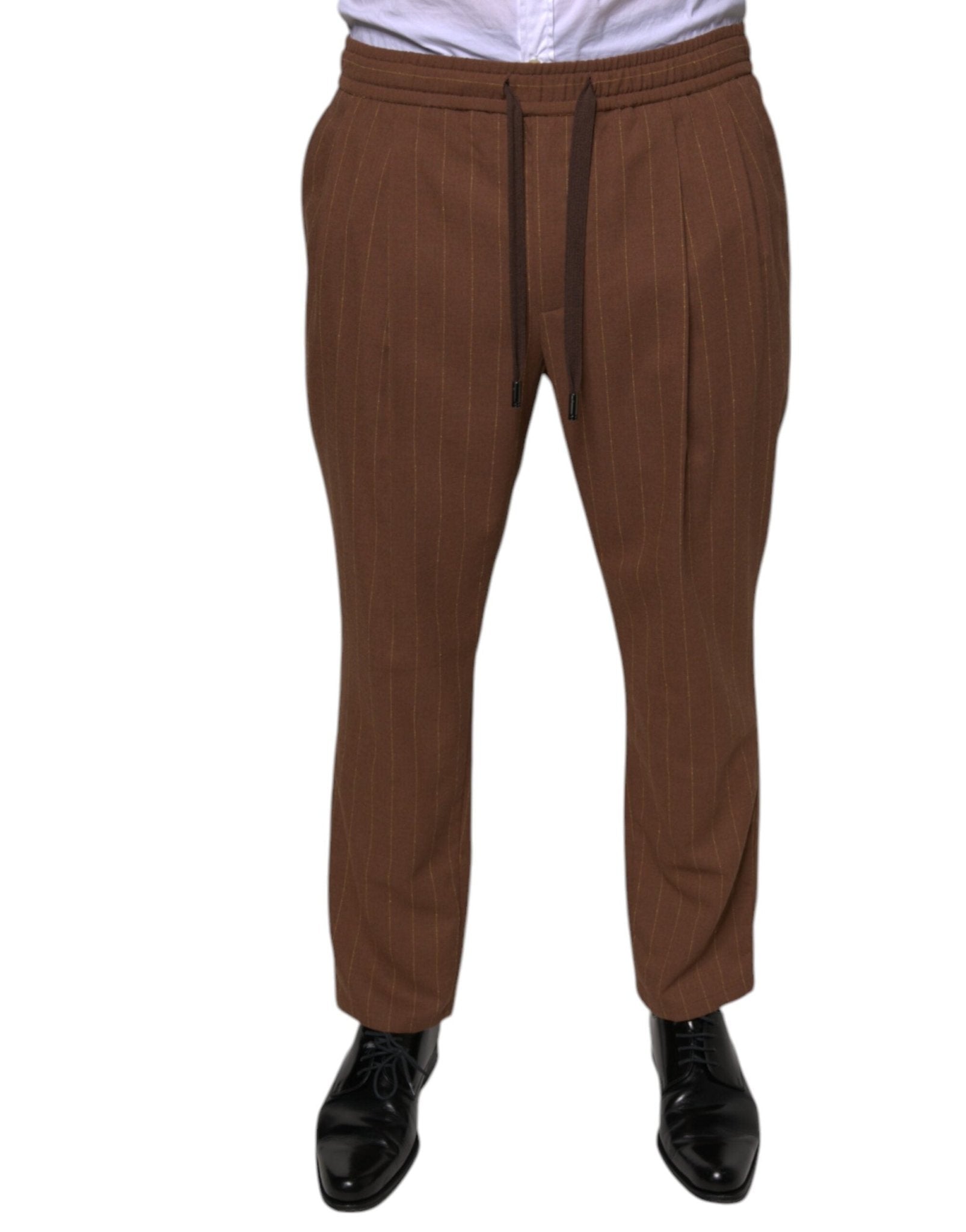 Dolce & Gabbana Brown Stripes Skinny Men Dress Pants – IT48 | M par Dolce & Gabbana | Disponible sur Sandy Store ByNet