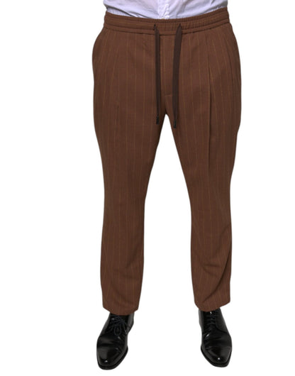 Dolce & Gabbana Brown Stripes Skinny Men Dress Pants – IT48 | M par Dolce & Gabbana | Disponible sur Sandy Store ByNet