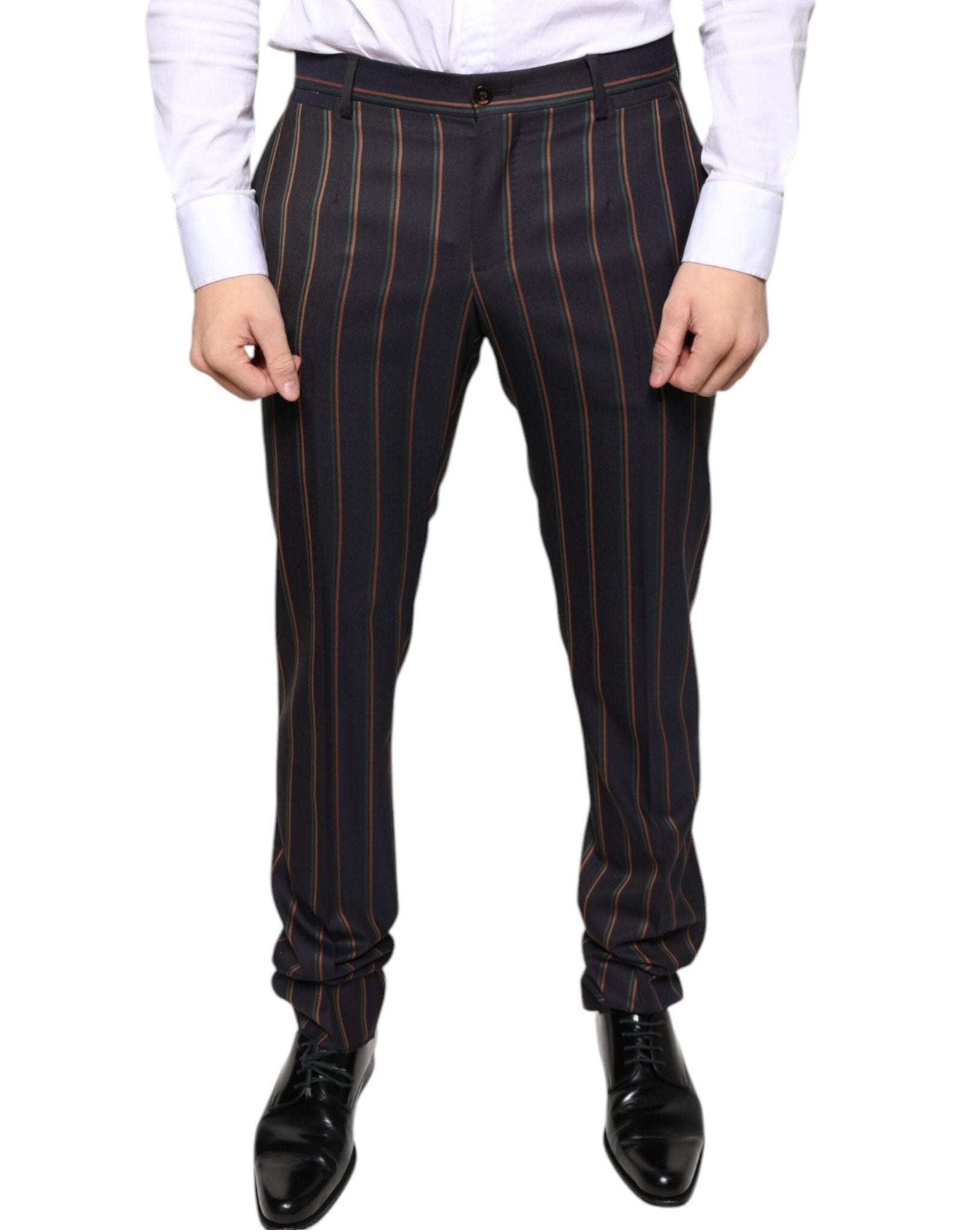 Dolce & Gabbana Brown Stripes Skinny Men Dress Pants – IT48 | M par Dolce & Gabbana | Disponible sur Sandy Store ByNet