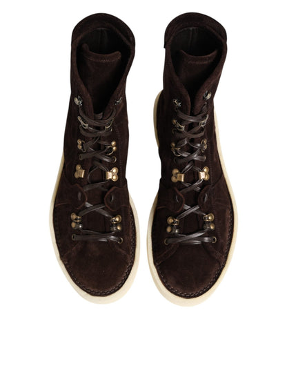 Dolce & Gabbana Brown Suede Lace Up Ankle Short Boots Shoes – EU44/US11 par Dolce & Gabbana | Disponible sur Sandy Store ByNet