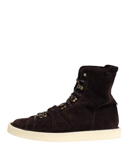 Dolce & Gabbana Brown Suede Lace Up Ankle Short Boots Shoes – EU44/US11 par Dolce & Gabbana | Disponible sur Sandy Store ByNet