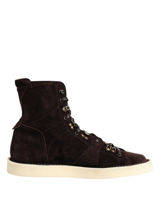 Dolce & Gabbana Brown Suede Lace Up Ankle Short Boots Shoes – EU44/US11 par Dolce & Gabbana | Disponible sur Sandy Store ByNet