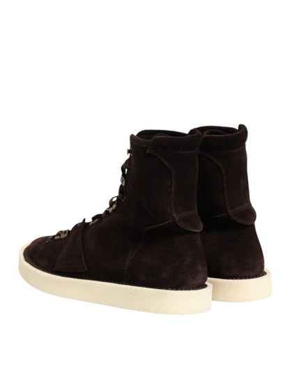 Dolce & Gabbana Brown Suede Lace Up Ankle Short Boots Shoes – EU44/US11 par Dolce & Gabbana | Disponible sur Sandy Store ByNet