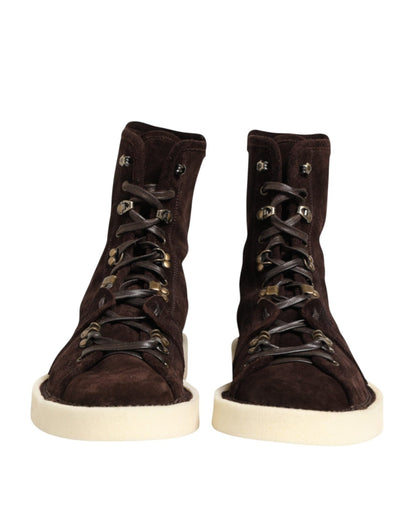 Dolce & Gabbana Brown Suede Lace Up Ankle Short Boots Shoes – EU44/US11 par Dolce & Gabbana | Disponible sur Sandy Store ByNet