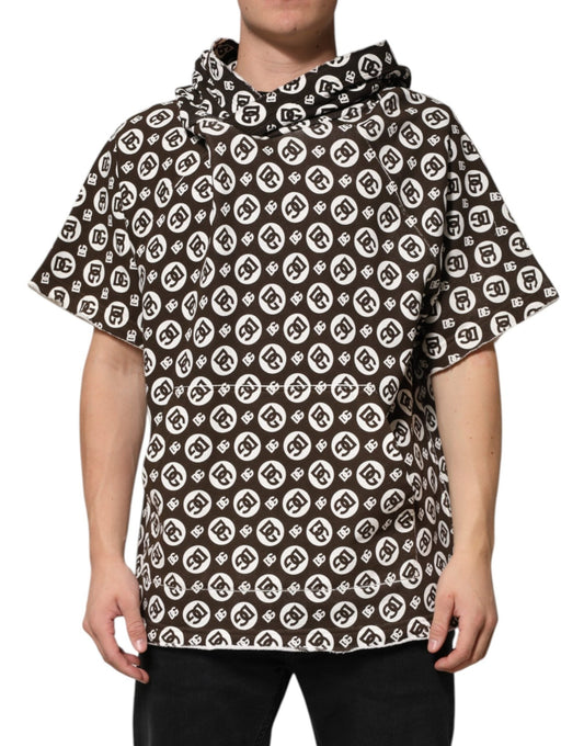 Dolce & Gabbana Brown White DG Logo Short Hoodie Sweater – IT52 | XL par Dolce & Gabbana | Disponible sur Sandy Store ByNet