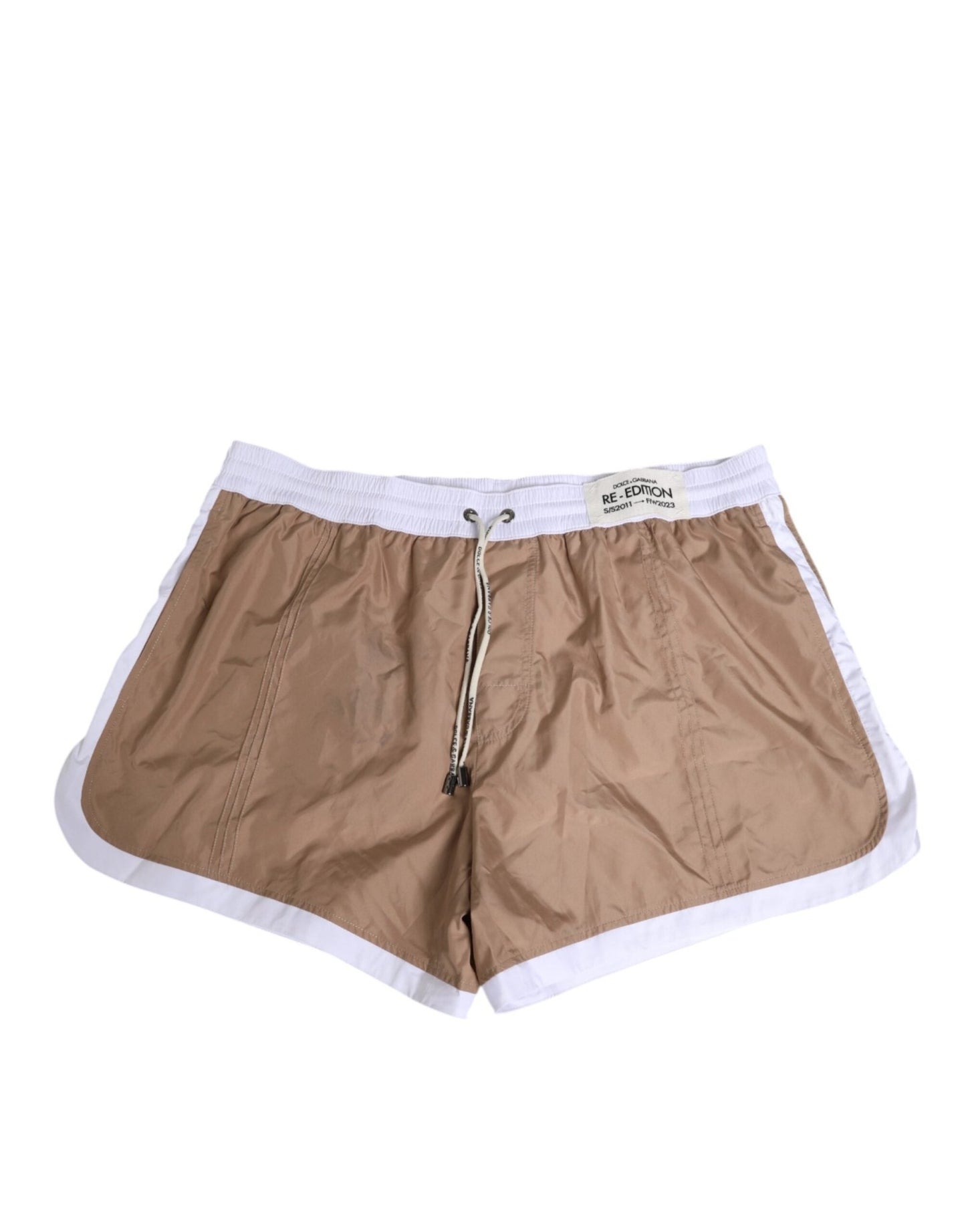 Dolce & Gabbana Brown White Polyester Re - Edition Shorts Swimwear – IT5 | M par Dolce & Gabbana | Disponible sur Sandy Store ByNet