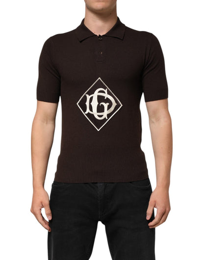 Dolce & Gabbana Brown Wool Logo Embroidered Men Polo T-shirt – IT46 | S par Dolce & Gabbana | Disponible sur Sandy Store ByNet