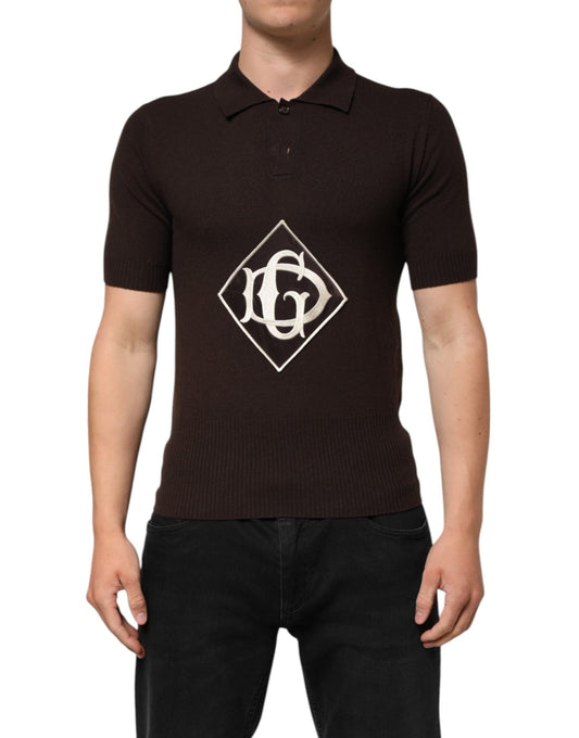 Dolce & Gabbana Brown Wool Logo Embroidered Men Polo T-shirt – IT46 | S par Dolce & Gabbana | Disponible sur Sandy Store ByNet