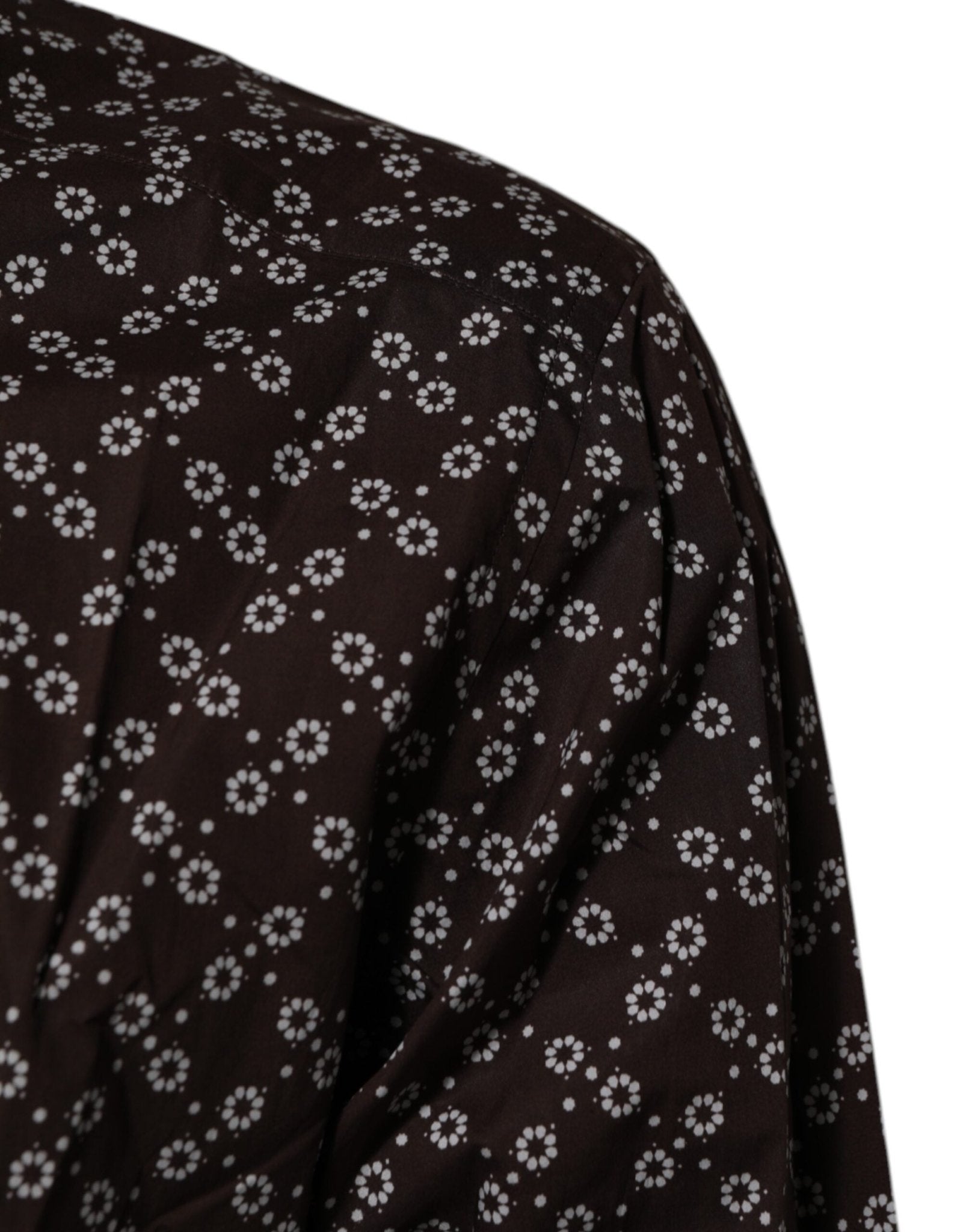 Dolce & Gabbana BrownFloral Collared GOLD Formal Dress Shirt – IT42 | XL par Dolce & Gabbana | Disponible sur Sandy Store ByNet