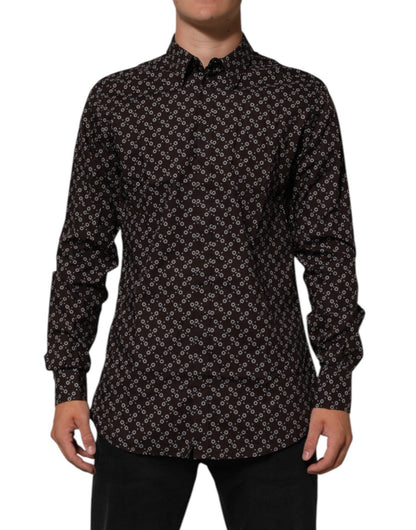 Dolce & Gabbana BrownFloral Collared GOLD Formal Dress Shirt – IT42 | XL par Dolce & Gabbana | Disponible sur Sandy Store ByNet
