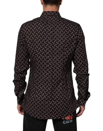 Dolce & Gabbana BrownFloral Collared GOLD Formal Dress Shirt – IT42 | XL par Dolce & Gabbana | Disponible sur Sandy Store ByNet