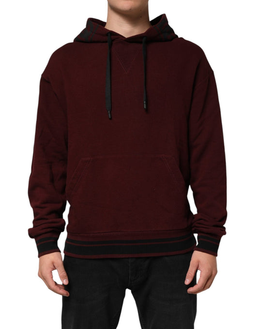 Dolce & Gabbana Burgundy Cotton Plaid Lined Men Hoodie Sweater – IT48 | M par Dolce & Gabbana | Disponible sur Sandy Store ByNet