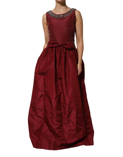 Dolce & Gabbana Burgundy Silk Beaded Evening Gown Dress – IT44 | L par Dolce & Gabbana | Disponible sur Sandy Store ByNet