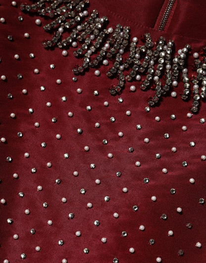 Dolce & Gabbana Burgundy Silk Beaded Evening Gown Dress – IT44 | L par Dolce & Gabbana | Disponible sur Sandy Store ByNet