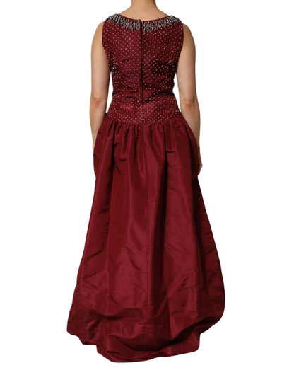 Dolce & Gabbana Burgundy Silk Beaded Evening Gown Dress – IT44 | L par Dolce & Gabbana | Disponible sur Sandy Store ByNet