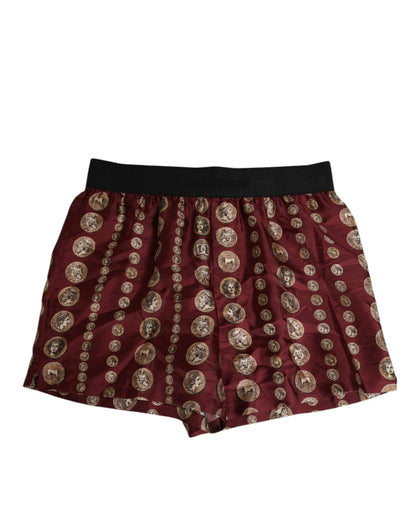 Dolce & Gabbana Burgundy Silk Coin Print Men Boxer Short Swimwear – IT4 | S par Dolce & Gabbana | Disponible sur Sandy Store ByNet