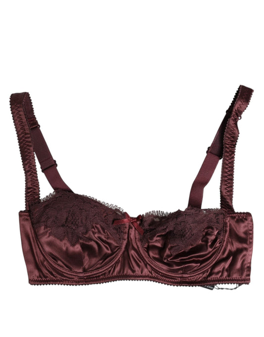 Dolce & Gabbana Burgundy Silk Underwired Balconette Bra Underwear – IT2 | S par Dolce & Gabbana | Disponible sur Sandy Store ByNet