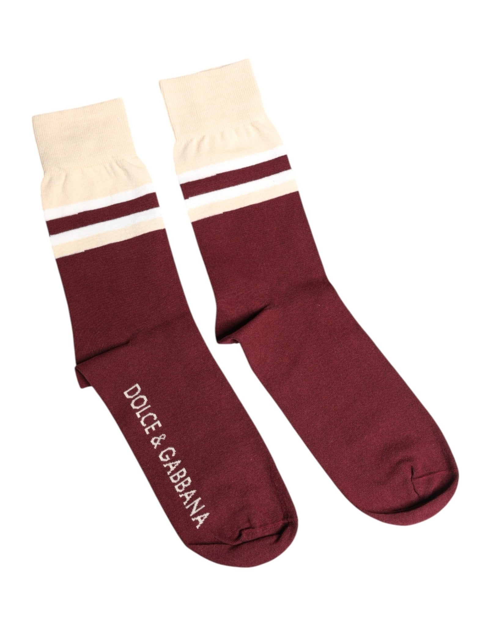 Dolce & Gabbana Burgundy Stretch Logo Print Mid Calf Socks – L par Dolce & Gabbana | Disponible sur Sandy Store ByNet
