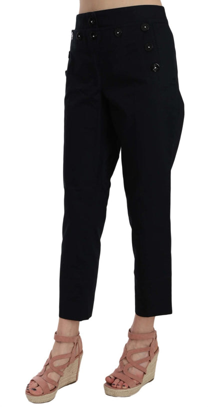 Dolce & Gabbana Chic Black Cotton Trousers - Sandy Store ByNet